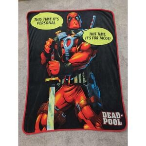 Marvel Deadpool Fleece Throw‎ Blanket 45"x60" Comic Speech Bubbles Tacos Soft